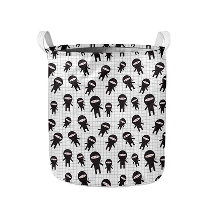 Cute Ninja Pattern Print Collapsible Laundry Basket