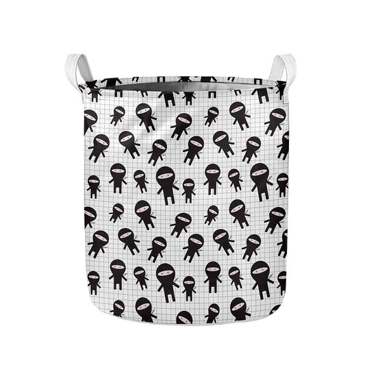 Cute Ninja Pattern Print Collapsible Laundry Basket