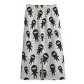 Cute Ninja Pattern Print Cotton Front Slit Maxi Skirt