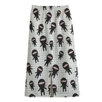 Cute Ninja Pattern Print Cotton Front Slit Maxi Skirt