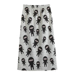 Cute Ninja Pattern Print Cotton Front Slit Maxi Skirt