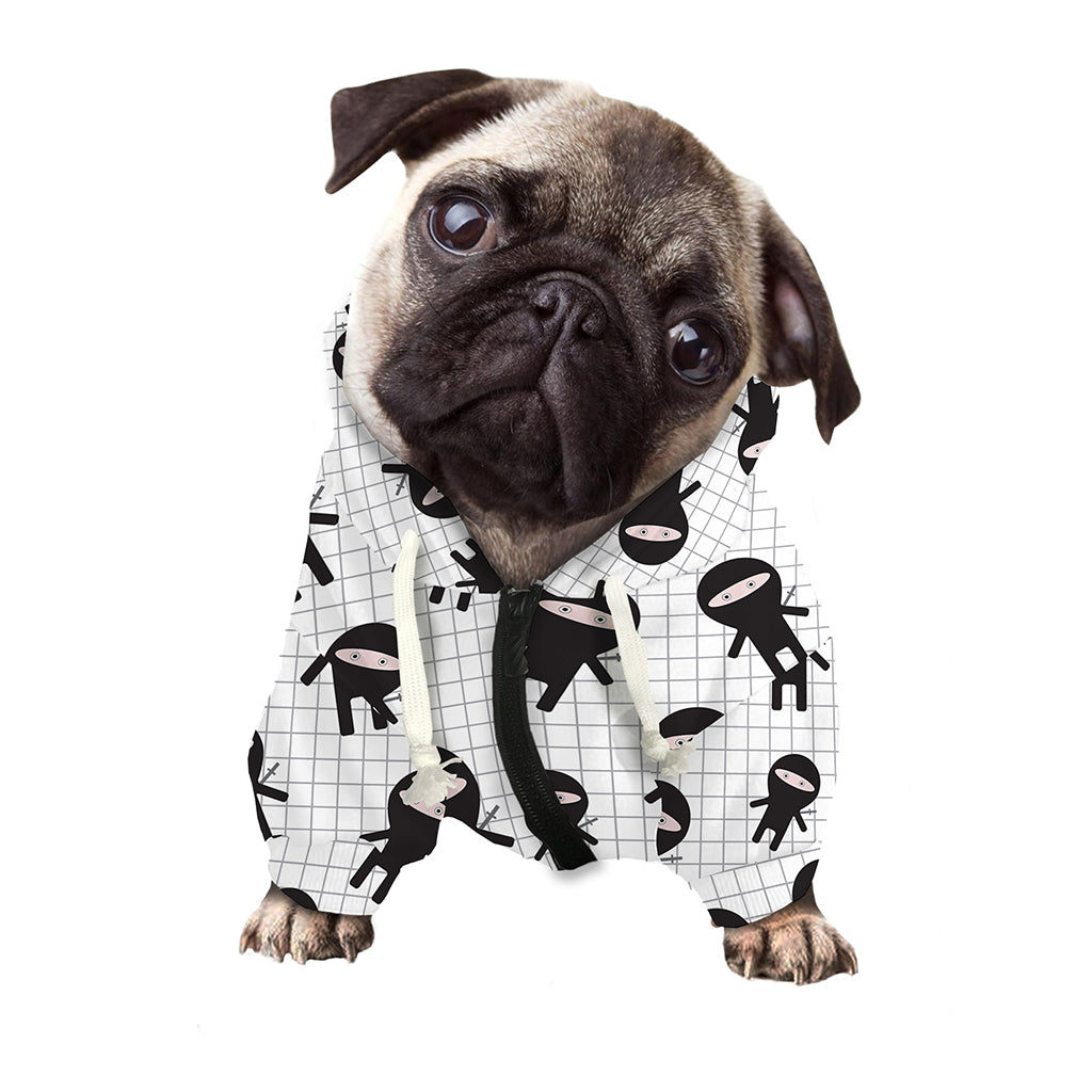 Cute Ninja Pattern Print Dog Zip Up Hoodie