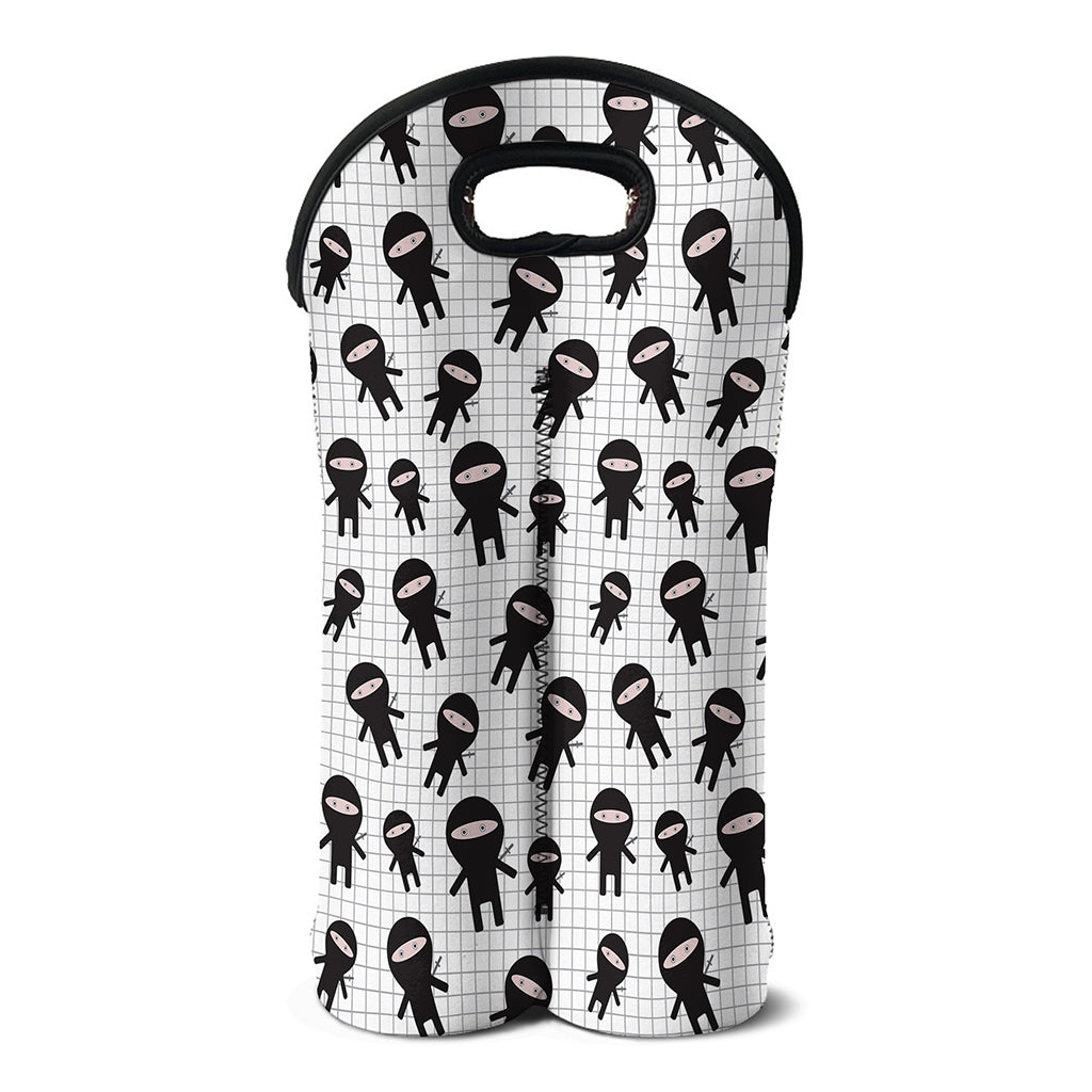 Cute Ninja Pattern Print Double Neoprene Wine Tote