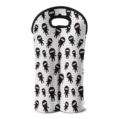 Cute Ninja Pattern Print Double Neoprene Wine Tote