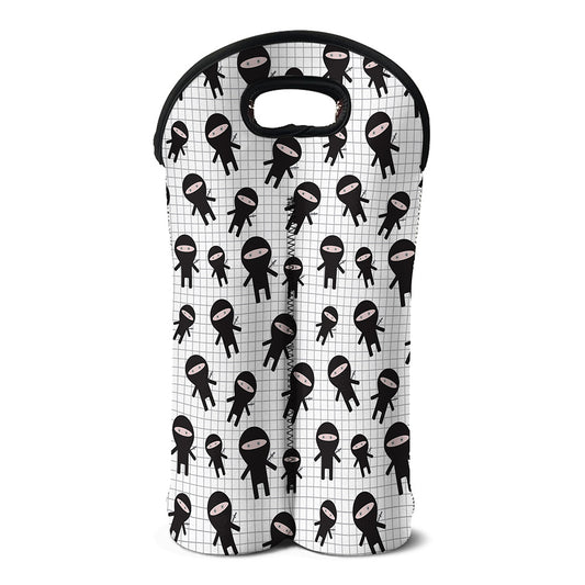 Cute Ninja Pattern Print Double Neoprene Wine Tote