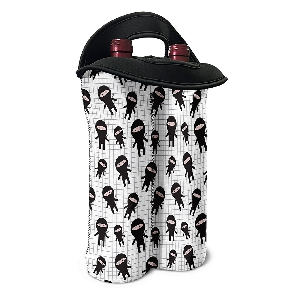 Cute Ninja Pattern Print Double Neoprene Wine Tote