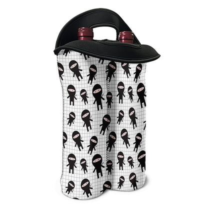 Cute Ninja Pattern Print Double Neoprene Wine Tote