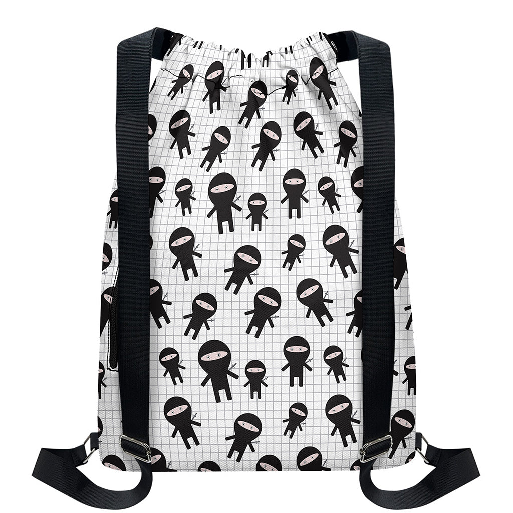Cute Ninja Pattern Print Drawstring Backpack