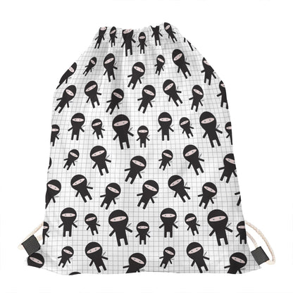 Cute Ninja Pattern Print Drawstring Bag