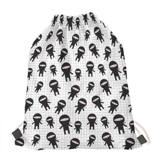 Cute Ninja Pattern Print Drawstring Bag