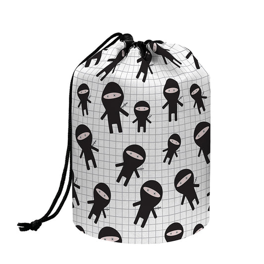Cute Ninja Pattern Print Drawstring Makeup Bag