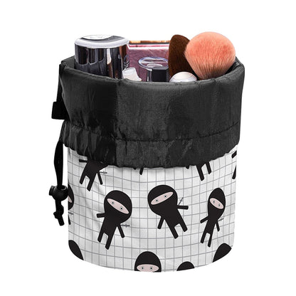 Cute Ninja Pattern Print Drawstring Makeup Bag