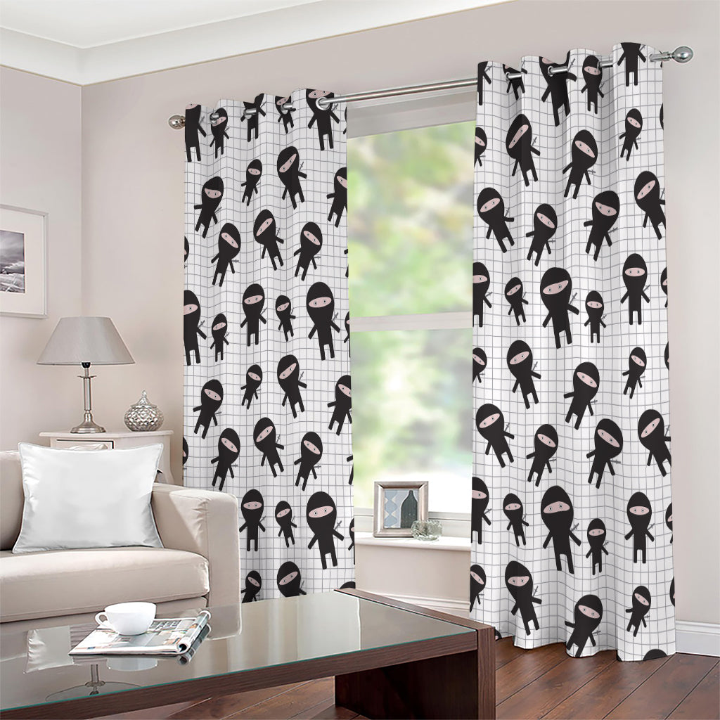 Cute Ninja Pattern Print Extra Wide Grommet Curtains