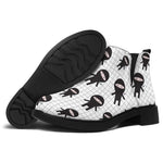 Cute Ninja Pattern Print Flat Ankle Boots