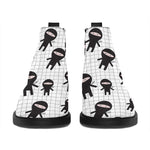 Cute Ninja Pattern Print Flat Ankle Boots