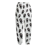 Cute Ninja Pattern Print Fleece Lined Knit Pants