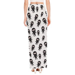 Cute Ninja Pattern Print High Slit Maxi Skirt