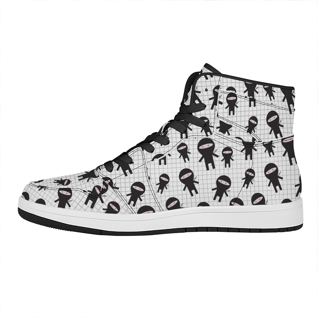 Cute Ninja Pattern Print High Top Leather Sneakers
