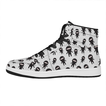 Cute Ninja Pattern Print High Top Leather Sneakers