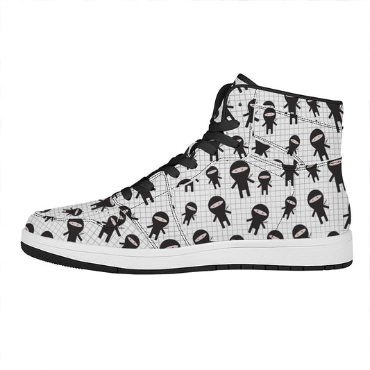 Cute Ninja Pattern Print High Top Leather Sneakers