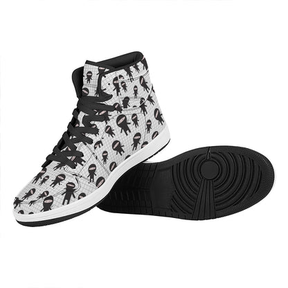 Cute Ninja Pattern Print High Top Leather Sneakers