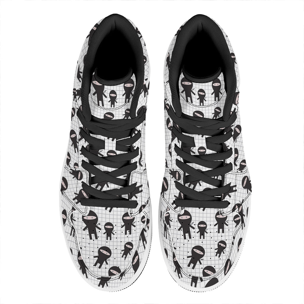 Cute Ninja Pattern Print High Top Leather Sneakers