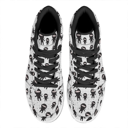 Cute Ninja Pattern Print High Top Leather Sneakers