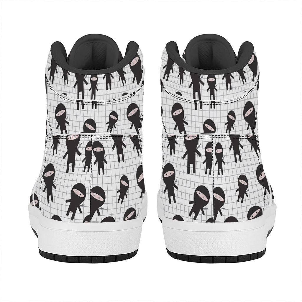 Cute Ninja Pattern Print High Top Leather Sneakers