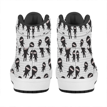 Cute Ninja Pattern Print High Top Leather Sneakers