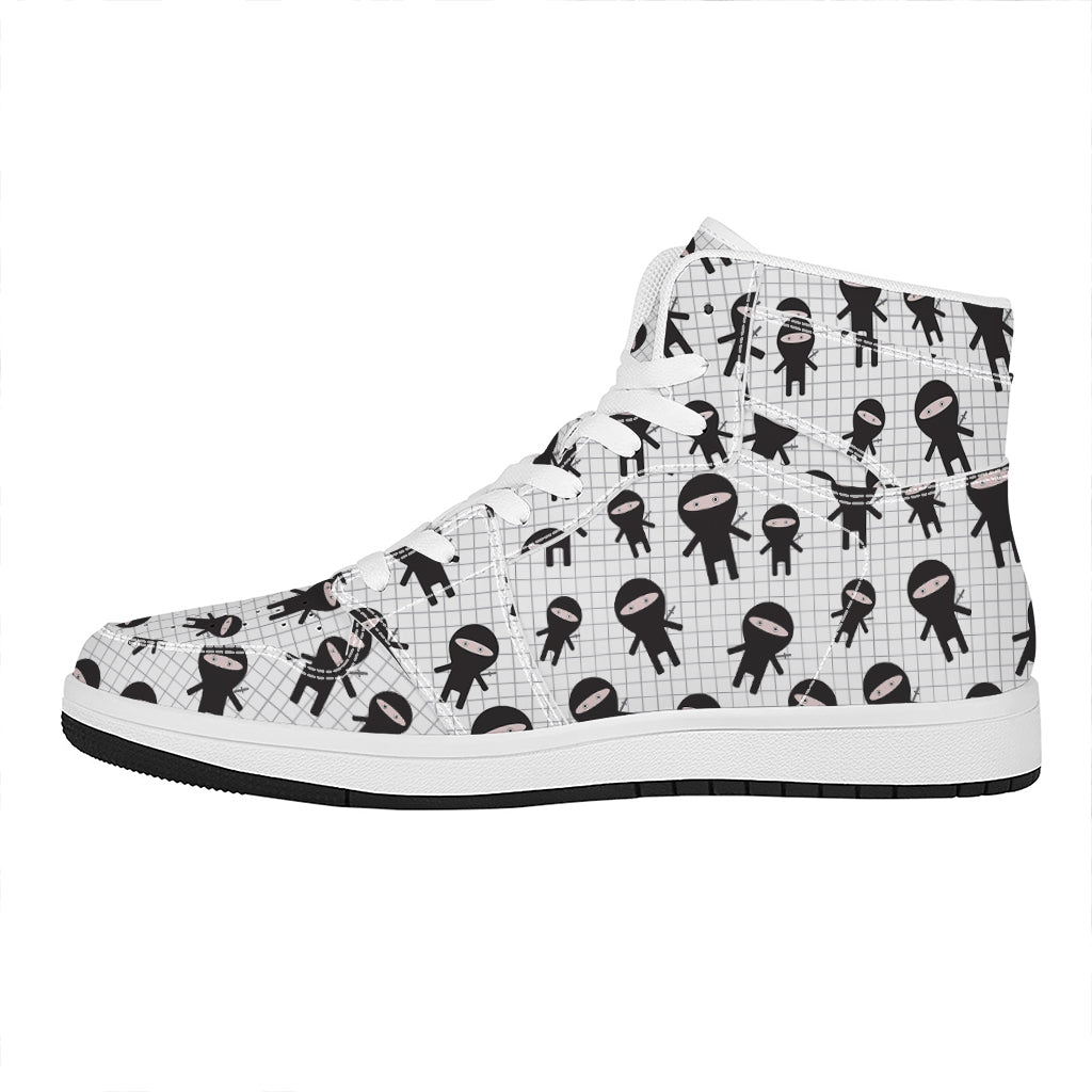 Cute Ninja Pattern Print High Top Leather Sneakers