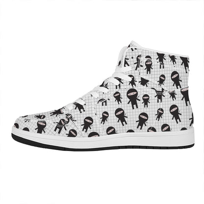 Cute Ninja Pattern Print High Top Leather Sneakers