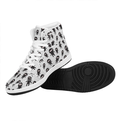 Cute Ninja Pattern Print High Top Leather Sneakers