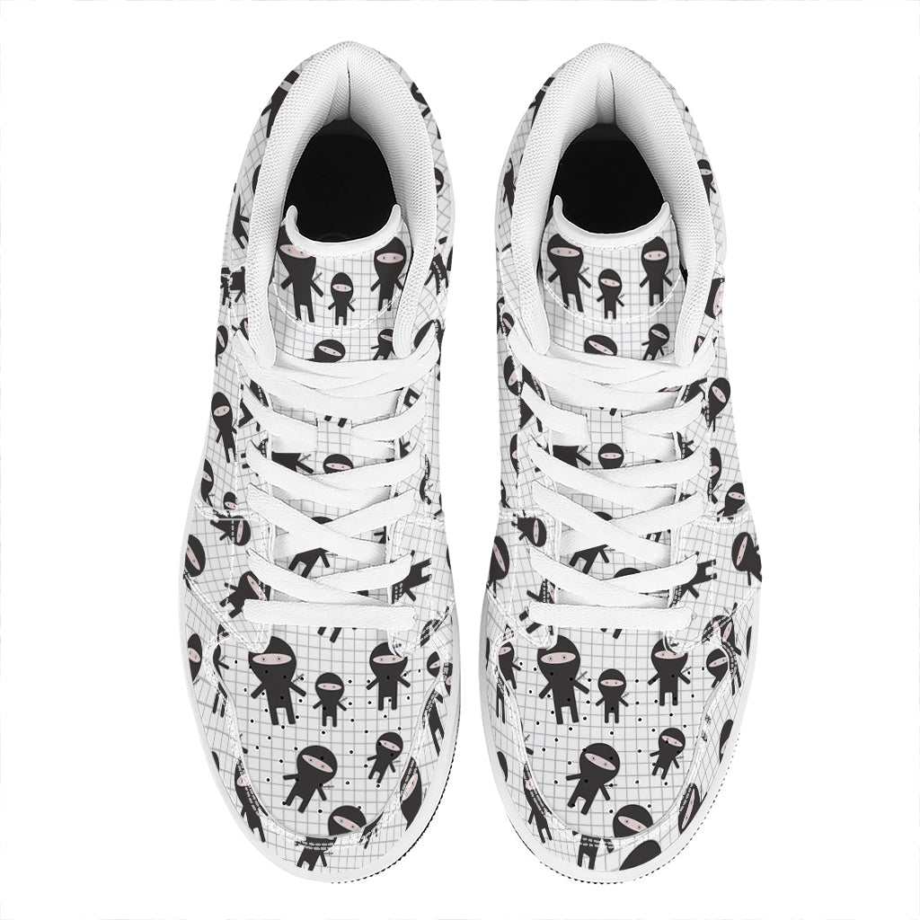 Cute Ninja Pattern Print High Top Leather Sneakers