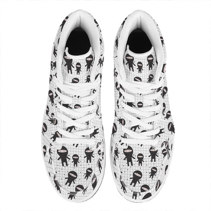 Cute Ninja Pattern Print High Top Leather Sneakers