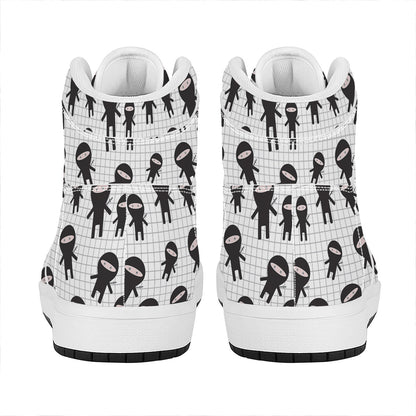 Cute Ninja Pattern Print High Top Leather Sneakers