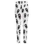 Cute Ninja Pattern Print High-Waisted Pocket Leggings