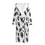 Cute Ninja Pattern Print Hooded Bathrobe