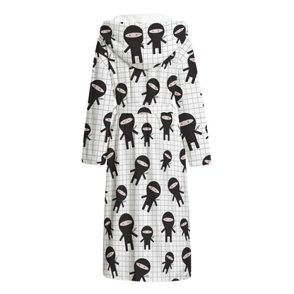 Cute Ninja Pattern Print Hooded Bathrobe