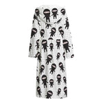 Cute Ninja Pattern Print Hooded Bathrobe