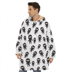 Cute Ninja Pattern Print Hoodie Blanket