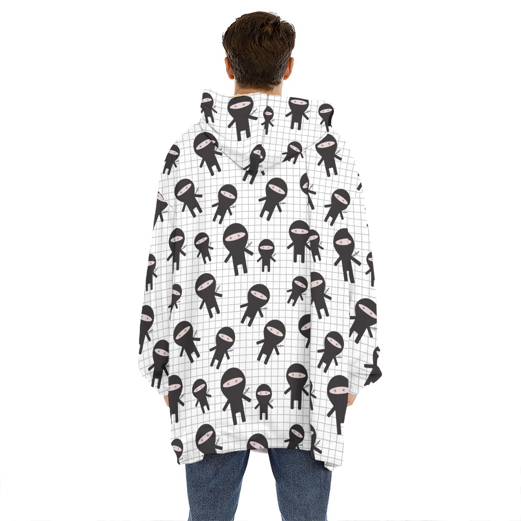 Cute Ninja Pattern Print Hoodie Blanket