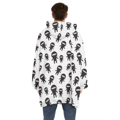 Cute Ninja Pattern Print Hoodie Blanket