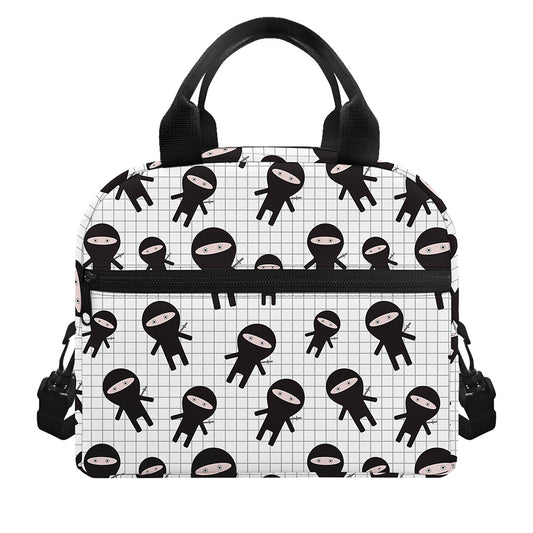 Cute Ninja Pattern Print Insulated Lunch Bag