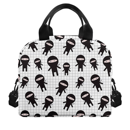 Cute Ninja Pattern Print Insulated Lunch Bag