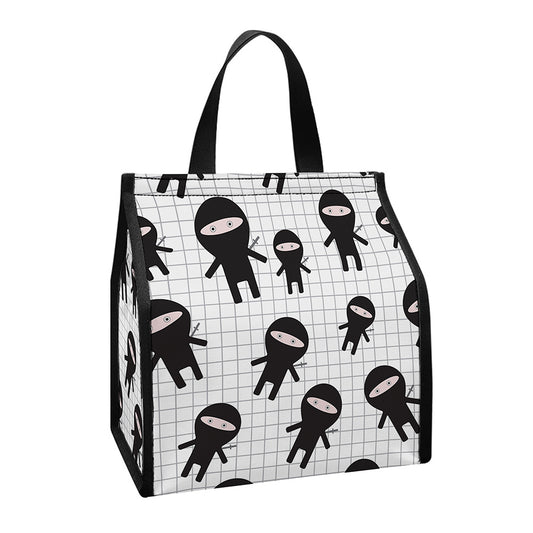 Cute Ninja Pattern Print Insulated Lunch Tote