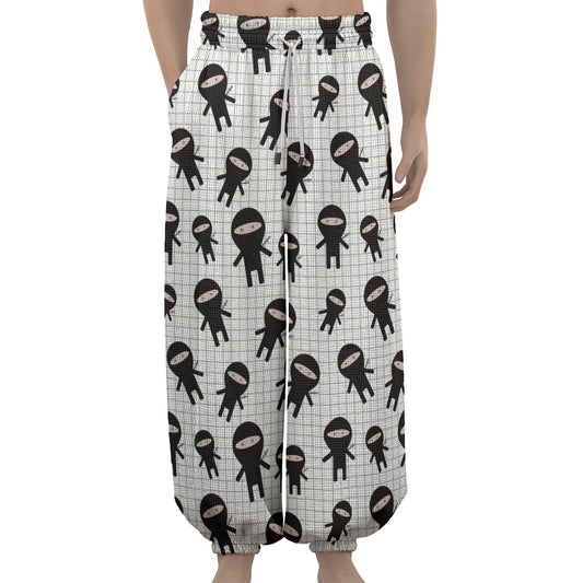 Cute Ninja Pattern Print Lantern Pants