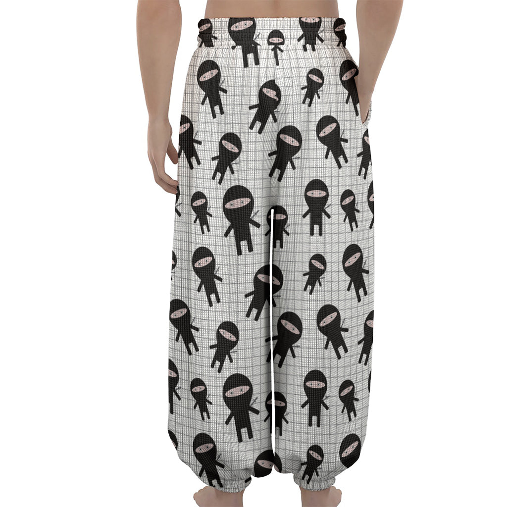 Cute Ninja Pattern Print Lantern Pants