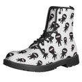 Cute Ninja Pattern Print Lace-Up Boots
