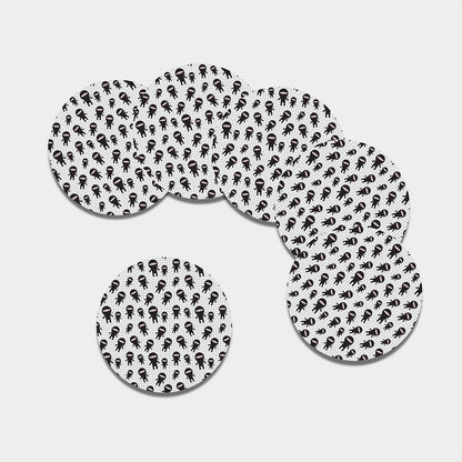 Cute Ninja Pattern Print Leather Coaster Set