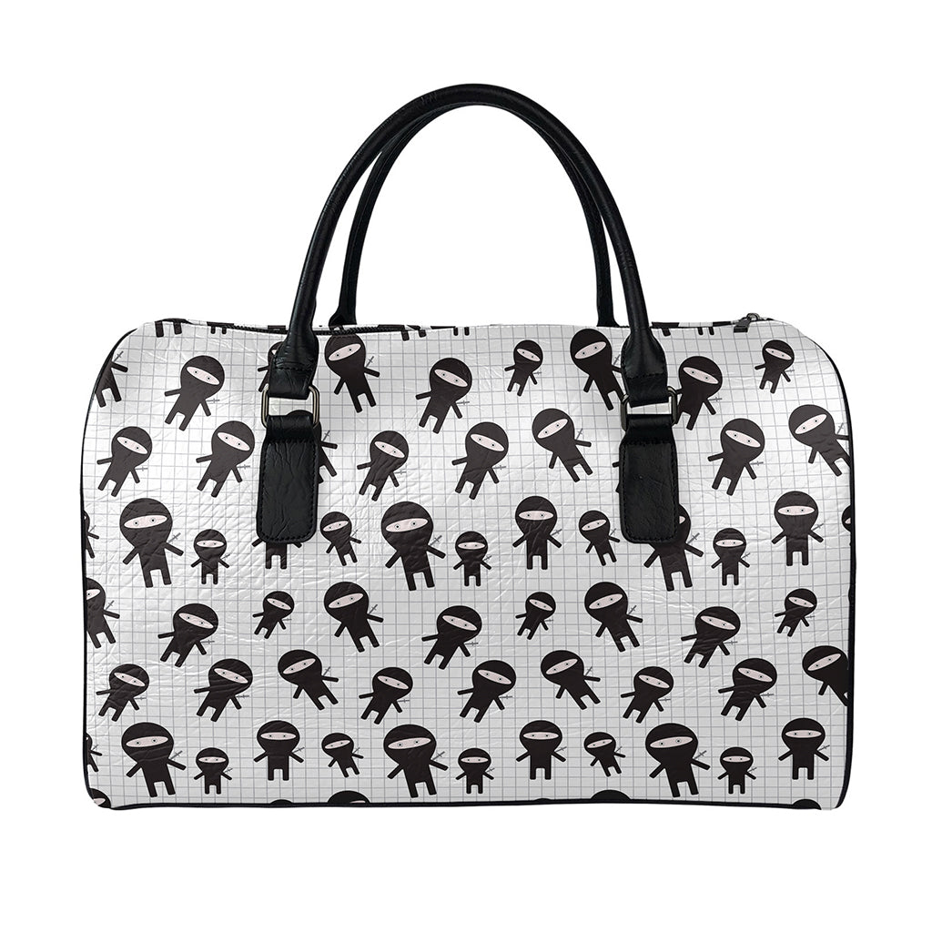 Cute Ninja Pattern Print Leather Duffle Bag